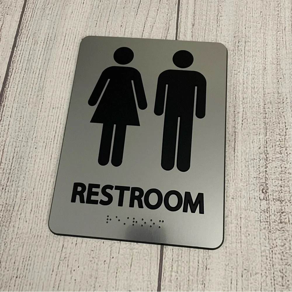 Black & Silver Restroom Sign